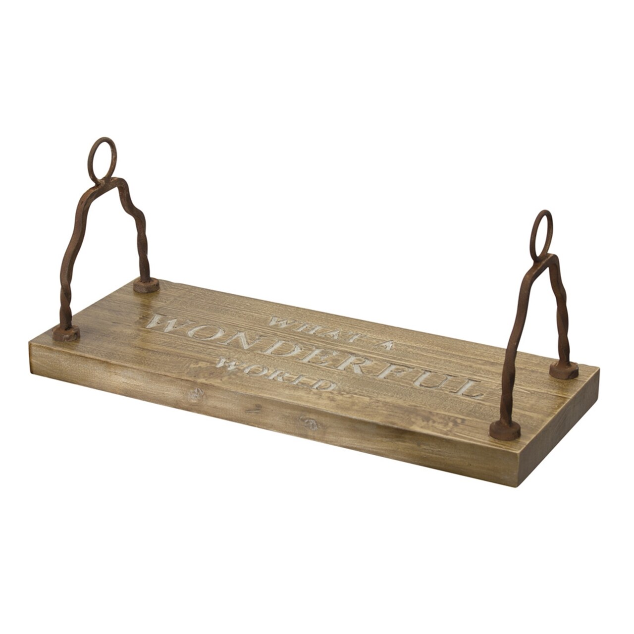 Melrose "Wonderful a Wonderful World" Swing Hanging Decoration - 23.5" - Brown